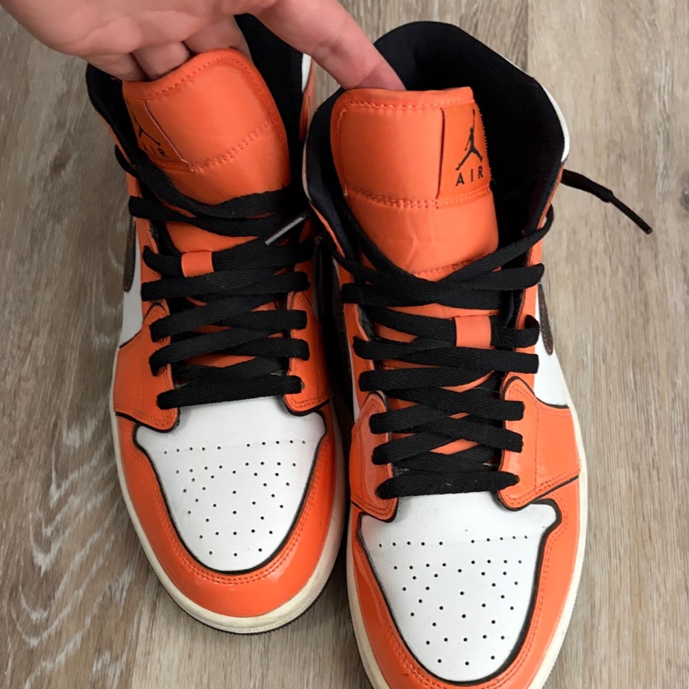 Jordan High-Top Sneakers in Orange, White, and Black